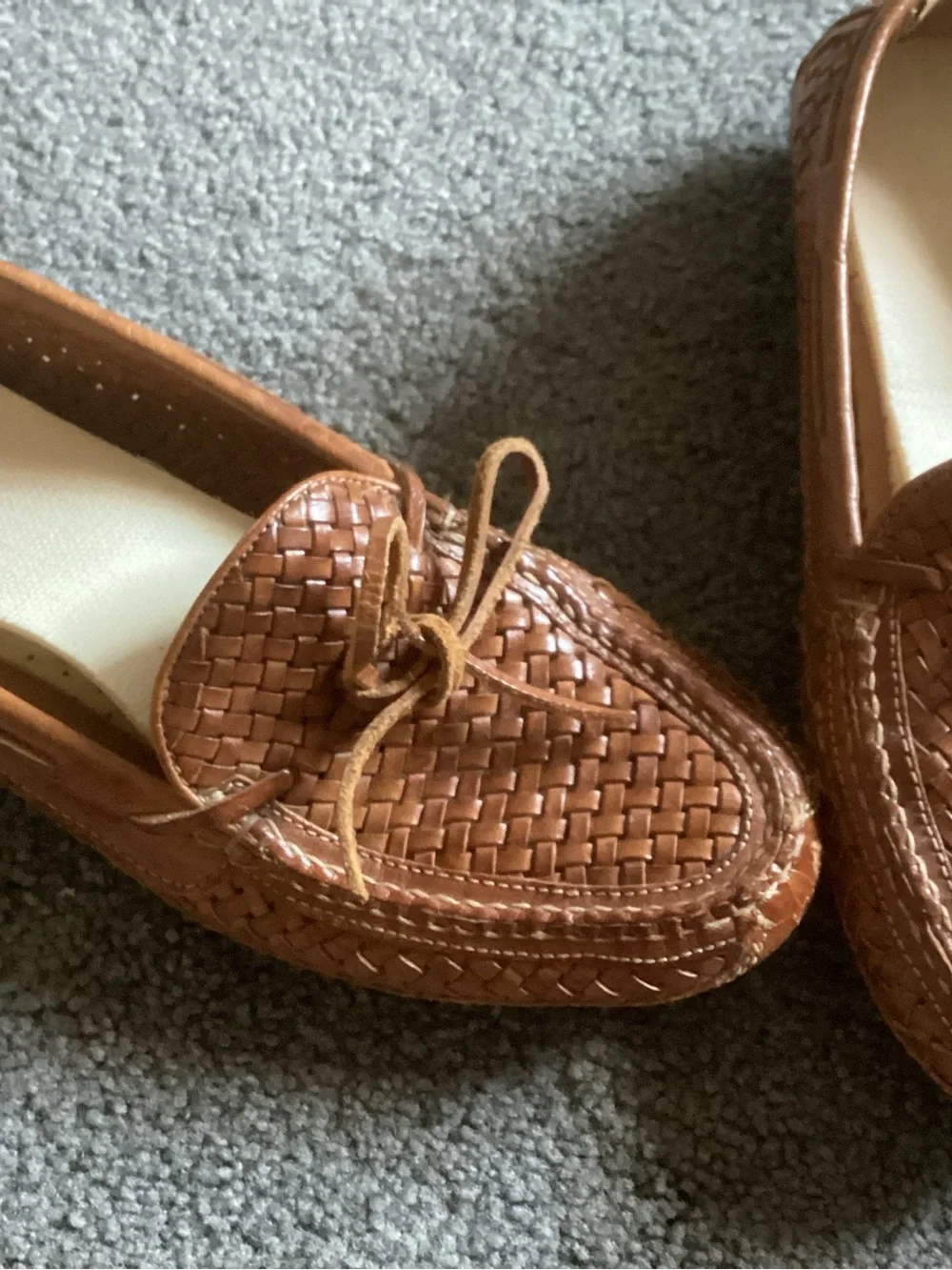 Cole Haan Tan Woven Leather Slip-On Loafers